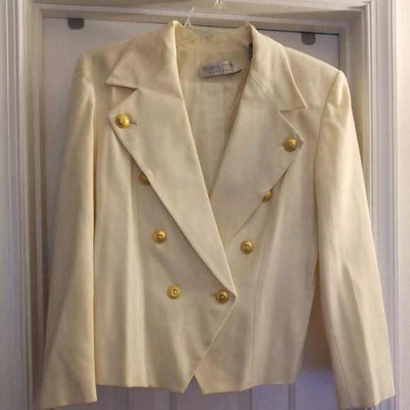 Valerie Stevens Jackets & Blazers - Vintage Valerie Stevens 100% Pure Wool Military Jacket Womens Size US 8. Cream